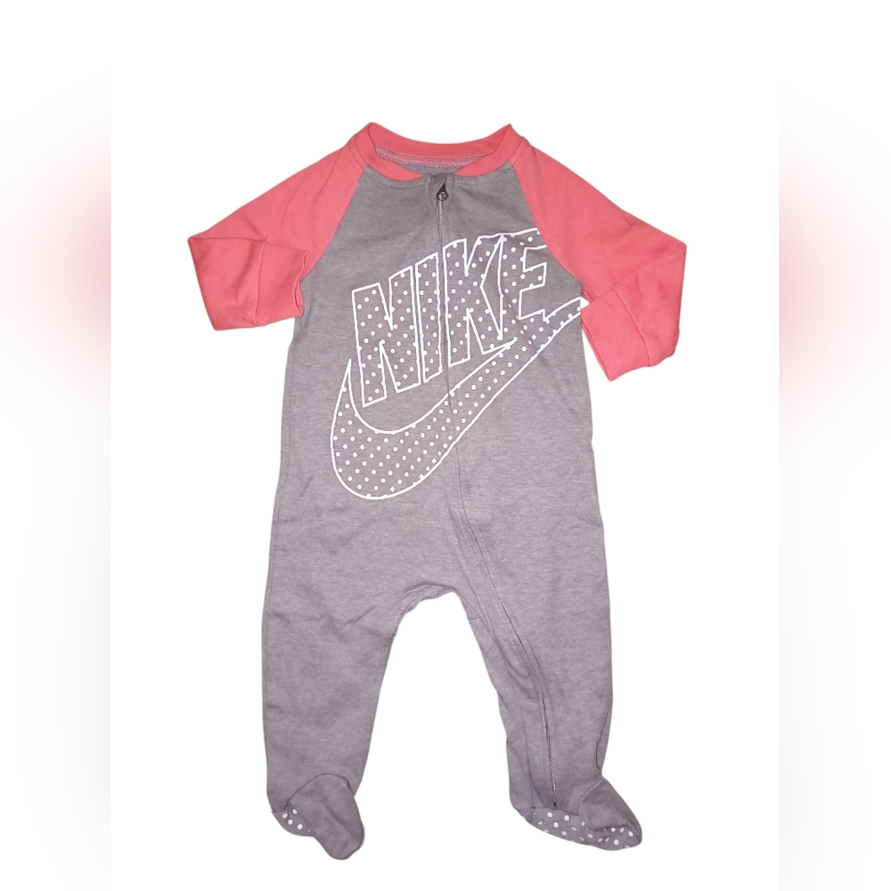 3/$8 Nike; Footed; Zip-Up; Pink & Grey